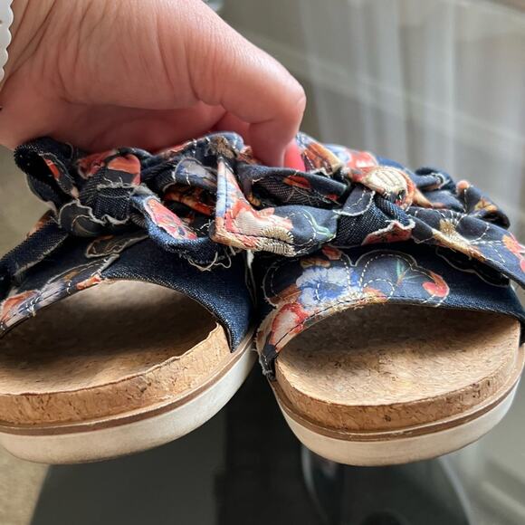 Crown Vintage Artrisia Floral Denim Bow Sandals Women’s Size 9 - Picture 10 of 12